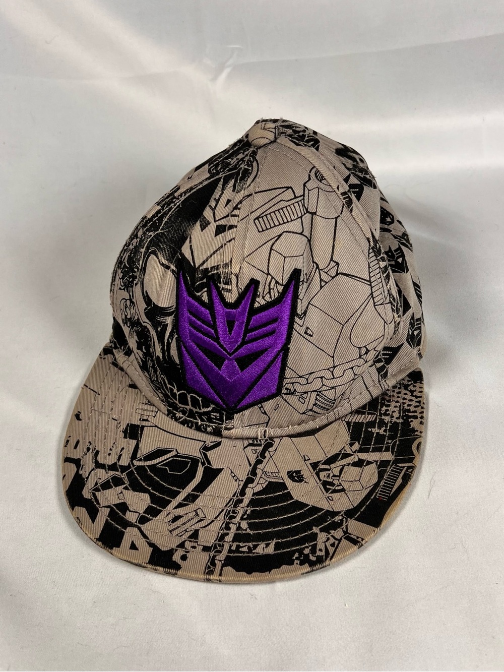Hasbro Beige and Black Hat with Purple Trim and Transformers Label